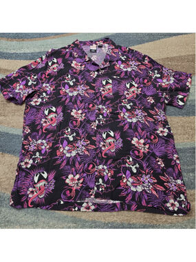 Marvel Venom Button Up Shirt Mens XXL All Over Print Floral Hawaiian